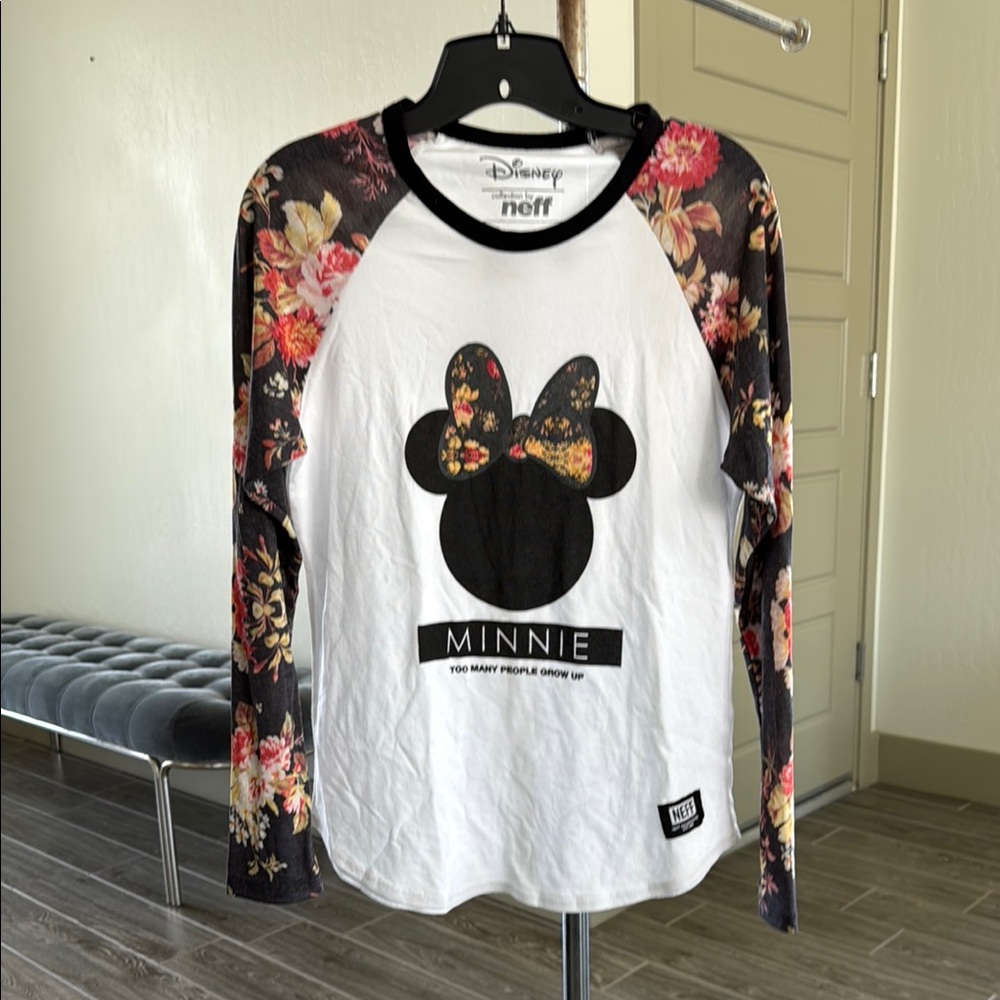 Neff Women's Floral Long Sleeve Tee - Black, White, Multicolor